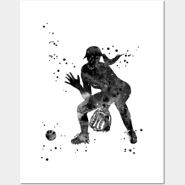 Girl softball player Wall Art by RosaliArt